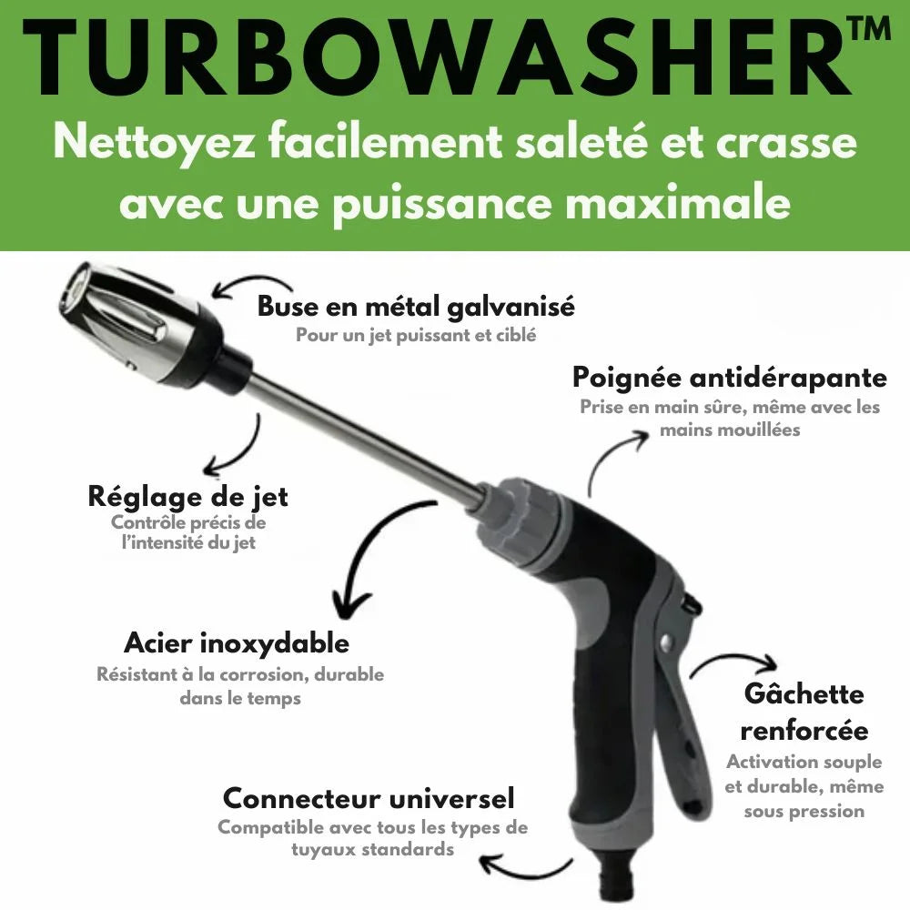 Turbowasher™ | Votre tuyau devient un karcher, la saleté n’y résiste pas