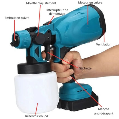 SprayPro™ | Pistolet à peinture sans fil, finition professionnelle
