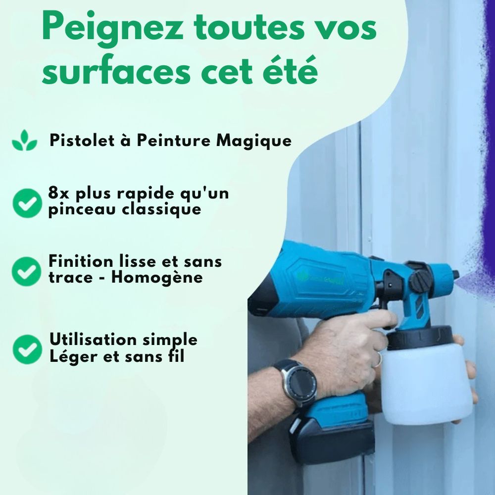 SprayPro™ | Pistolet à peinture sans fil, finition professionnelle