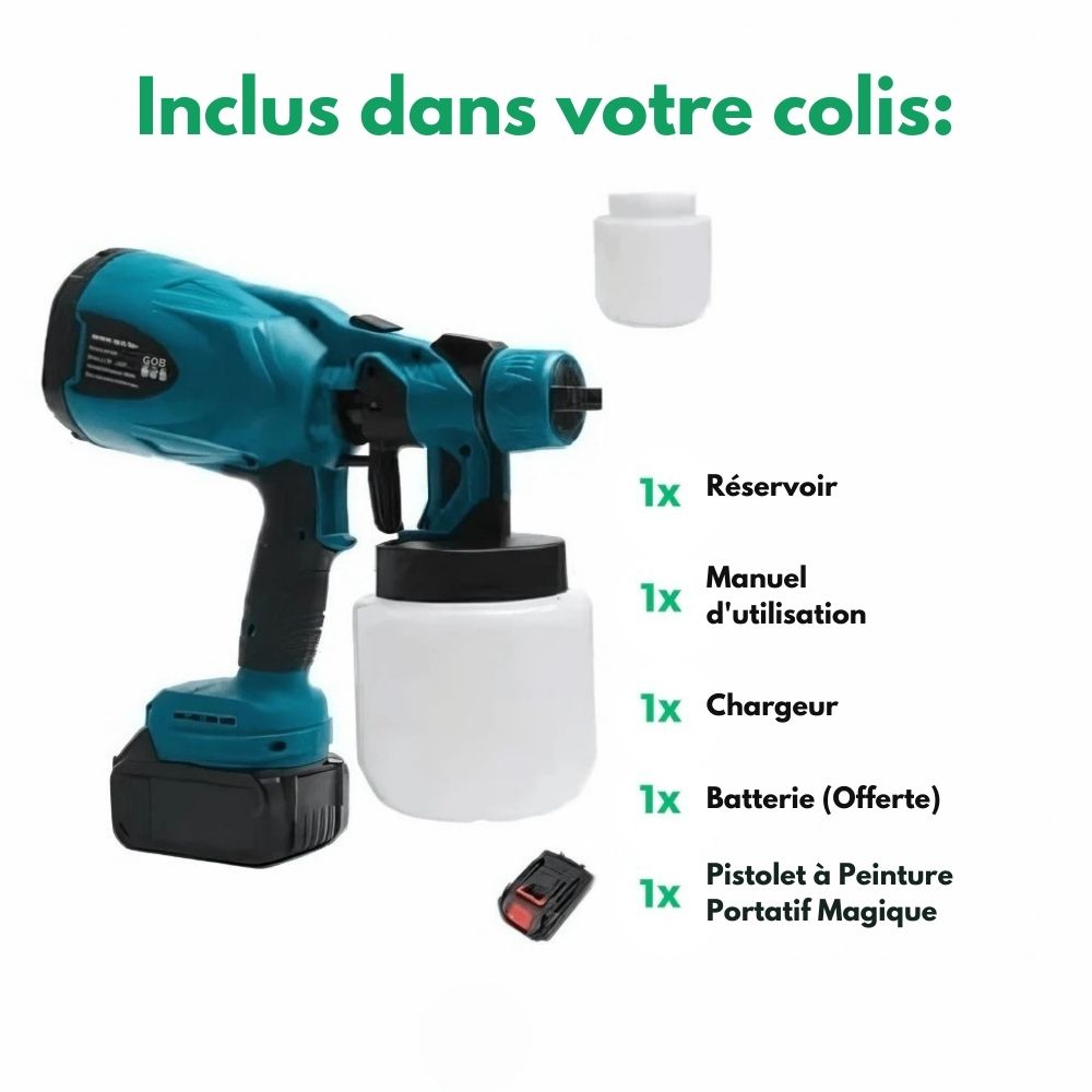 SprayPro™ | Pistolet à peinture sans fil, finition professionnelle